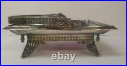 Rogers & Bros. Silver Plate Bride's Basket, Amethyst Mary Gregory Glass Base