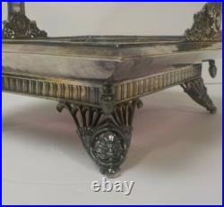 Rogers & Bros. Silver Plate Bride's Basket, Amethyst Mary Gregory Glass Base