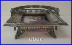Rogers & Bros. Silver Plate Bride's Basket, Amethyst Mary Gregory Glass Base
