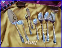 Rogers Bros Silver Plated Daffodil Pattern Set Stand Up Chest 63 Pieces 1950's