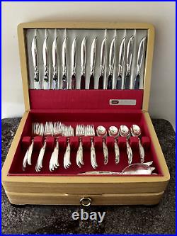 Rogers Bros. Silver Plated Flatware Set Flair Pattern, 77 Pieces, Case Included