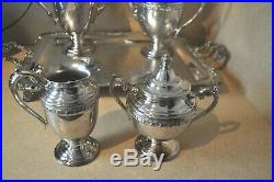 Rogers Bros Silverplate Serving Tea/Coffee Set withFooted Tray Mayfair