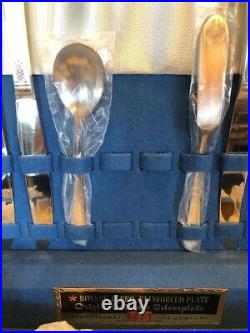 Rogers & Brothers Reinforced Silverplate Silverware Flatware & Box Chest Set 50