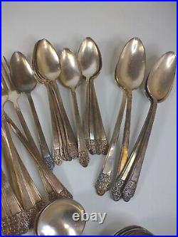 Rogers DeLuxe Silverware Plate Precious 4 piece setting for 11 = 51 total Vtg