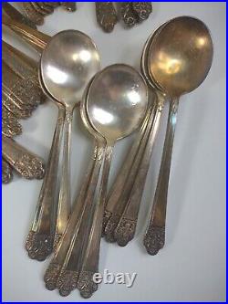 Rogers DeLuxe Silverware Plate Precious 4 piece setting for 11 = 51 total Vtg