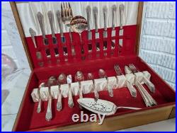 Rogers Deluxe Plate Precious 61 pc. Silver-Plated 40's Era Cutlery Set WithBox