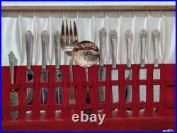 Rogers Deluxe Plate Precious 61 pc. Silver-Plated 40's Era Cutlery Set WithBox