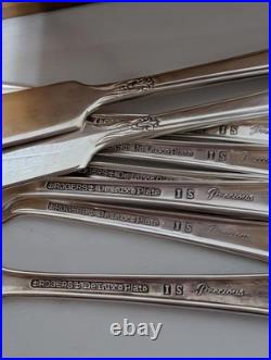 Rogers Deluxe Plate Precious 61 pc. Silver-Plated 40's Era Cutlery Set WithBox