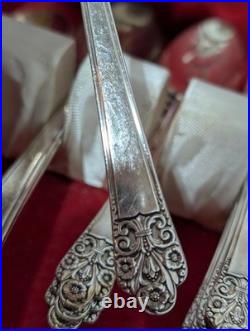 Rogers Deluxe Plate Precious 61 pc. Silver-Plated 40's Era Cutlery Set WithBox