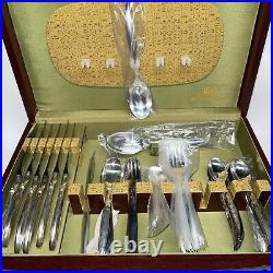 Rogers Flair Unused Silver-plate Service for 8 Flatware 51 pieces Vintage Mcm