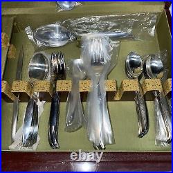 Rogers Flair Unused Silver-plate Service for 8 Flatware 51 pieces Vintage Mcm