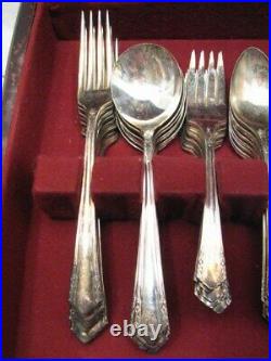 Rogers Mailbu Silver Plate Flatware Set 56 Pcs Svc for 8 withBox Silverware