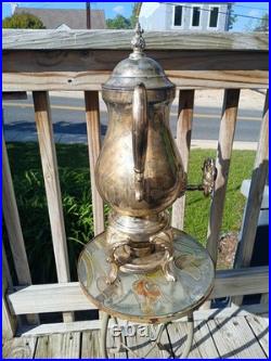 Rogers Silver Co. 20 Inches Tall Silver Plate Antique Coffee Urn With Burner Rogers Silver Co. 20 Inches Tall Silver Plate Antique Coffee Urn With Burner