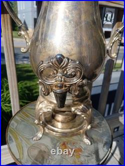 Rogers Silver Co. 20 Inches Tall Silver Plate Antique Coffee Urn With Burner