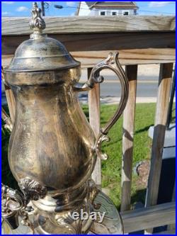 Rogers Silver Co. 20 Inches Tall Silver Plate Antique Coffee Urn With Burner Rogers Silver Co. 20 Inches Tall Silver Plate Antique Coffee Urn With Burner