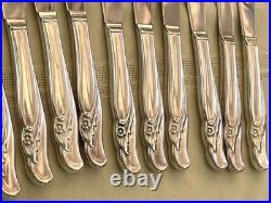 Rogers Silver Plate Exquisite Flatware Set Service For Twelve 63 Pieces Total