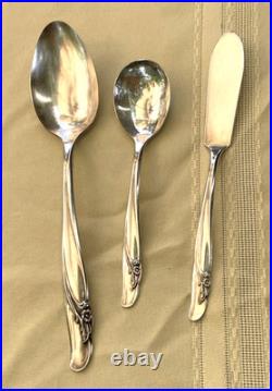 Rogers Silver Plate Exquisite Flatware Set Service For Twelve 63 Pieces Total