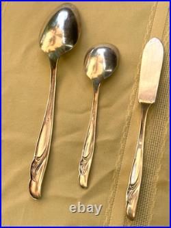 Rogers Silver Plate Exquisite Flatware Set Service For Twelve 63 Pieces Total