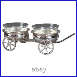 Rogers Silver Plate and Glass Condiment Wagon C1920