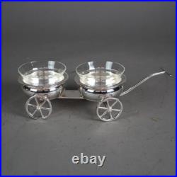 Rogers Silver Plate and Glass Condiment Wagon C1920 Rogers Silver Plate and Glass Condiment Wagon C1920