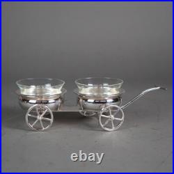 Rogers Silver Plate and Glass Condiment Wagon C1920