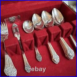 Rogers Silverplate Silverware Set Plantation 1881 Oneida Vtg 50 pc Wood Case Box