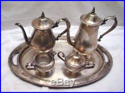 Rogers Silversmiths Silverplate Coffee/Tea Service Set Pot Oneida Serving Tray