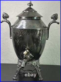 Rogers Smith & Co. Coffee Tea Urn Samovar Silver Plate 1887 Antique Victorian