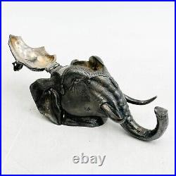 Rogers Smith & Co Meriden Silver Plate Elephant Form Inkwell