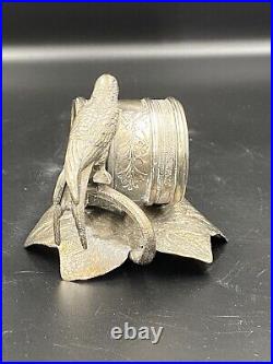 Rogers Smith Quadruple Silver Plate Bird On Leaf Stem Napkin Ring Holder