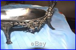 Rogers & Smith Silverplated figural centerpiece with Cranberry Epergne insert