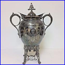 Rogers Smith & co Eastlake Silverplate Samovar With Aesthetic Motif