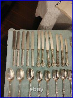Rogers bros silver plated flatware. (Charter Oak) pattern, 93 pcs. + cases