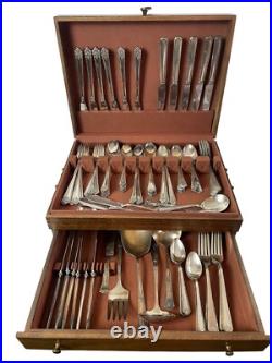 SET 100 Flatware 1847 Rogers Bros Silver Plate Plaza SP Reed & Barton Stainless SET 100 Flatware 1847 Rogers Bros Silver Plate Plaza SP Reed & Barton Stainless