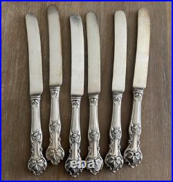 SET of 6 ANTIQUE 1906 Rogers Bros CHARTER OAK hollow handle dinner Knives ACORNS
