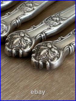 SET of 6 ANTIQUE 1906 Rogers Bros CHARTER OAK hollow handle dinner Knives ACORNS