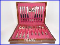 SILVERPLATE 50 pc MODERN ROSE 1949 Rogers & Bro. IS Silver Plate with COA and Box