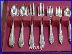 SILVERPLATE 50 pc MODERN ROSE 1949 Rogers & Bro. IS Silver Plate with COA and Box