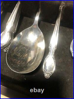 SILVER PLATE FLATWARE FB Rogers 58 Pcs service Forks Spoons Knives IS