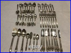 Service For 8 Rogers Bros Silver Plate Flatware First Love + 7 Hostess Pieces +