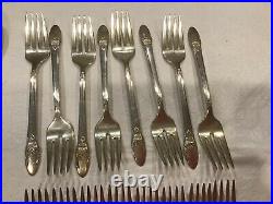 Service For 8 Rogers Bros Silver Plate Flatware First Love + 7 Hostess Pieces +