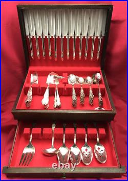 Service for 12 + Serving + Chest 1954 VICTORIAN ROSE 104 Pc Wm Rogers No Monos
