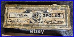 Set 12 1890s WM Rogers Eagle Brand Extra Plate Silver Tea Spoons, Original Box
