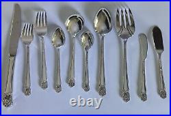 Set 1847 Rogers Bros Silver Plated Eternally Yours Flatware 47pcs & Wooden Box