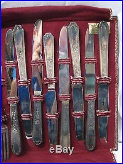 Set 50 pcs Wm Rogers Mfg Co Chalfonte Silver Plate Flatware withCase svc for 8