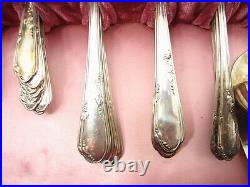 Set 72 pcs Wm A Rogers Silver Plate Flatware Meadowbrook/Heather withStorage Box