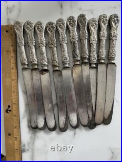 Set Of 10 Glenrose Pattern By Rogers Silver Plate Knife C 1908 RARE