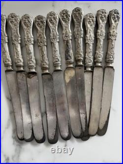 Set Of 10 Glenrose Pattern By Rogers Silver Plate Knife C 1908 RARE