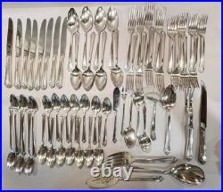 Set Of 63 Rogers STARLIGHT 1950 International Silver Plate Fork Spoon Knife