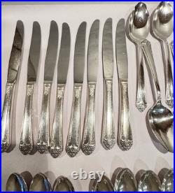 Set Of 63 Rogers STARLIGHT 1950 International Silver Plate Fork Spoon Knife